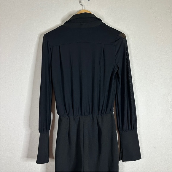 ALEXIA ADMOR black mesh illusion long sleeve jumpsuit 6 NEW - Picture 7 of 10